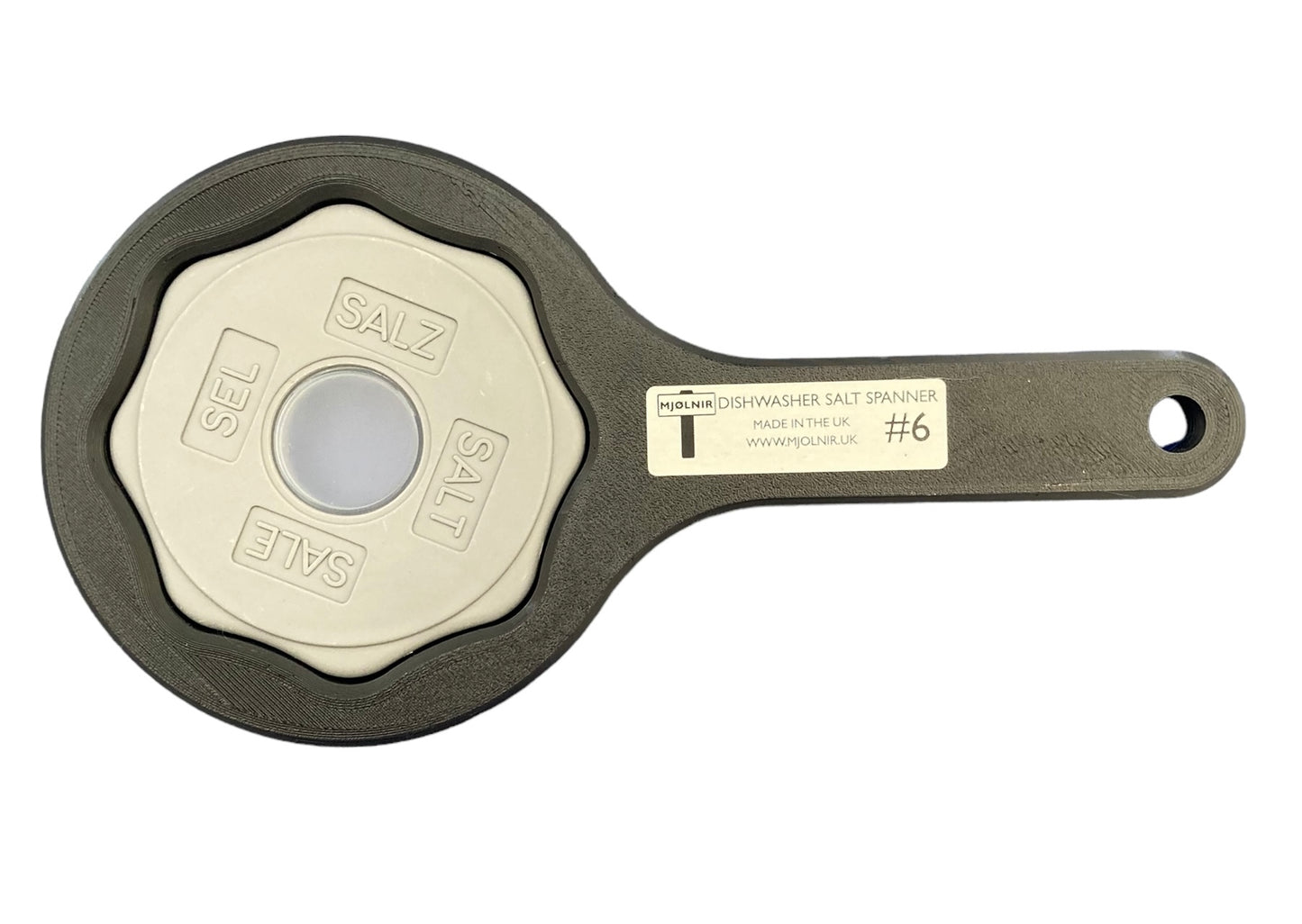 Dishwasher Salt Cap Spanner #6 (for SMEG machines) for easy removal of stuck dishwasher salt compartment filler caps.