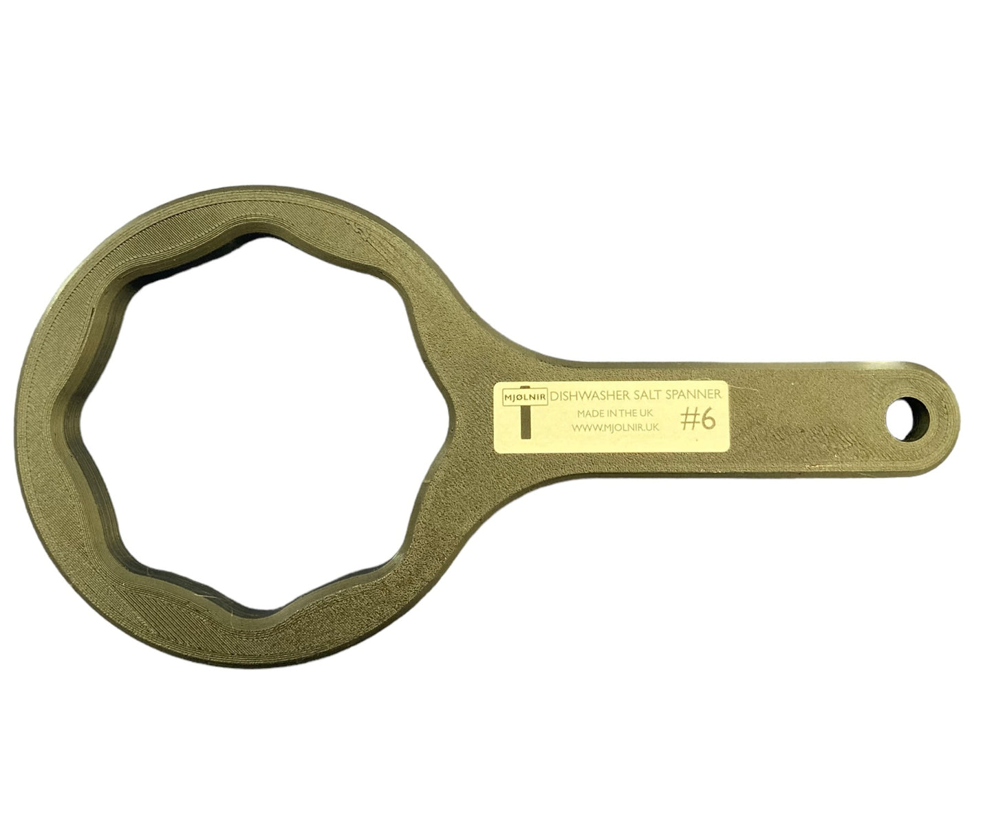 Dishwasher Salt Cap Spanner #6 (for SMEG machines) for easy removal of stuck dishwasher salt compartment filler caps.