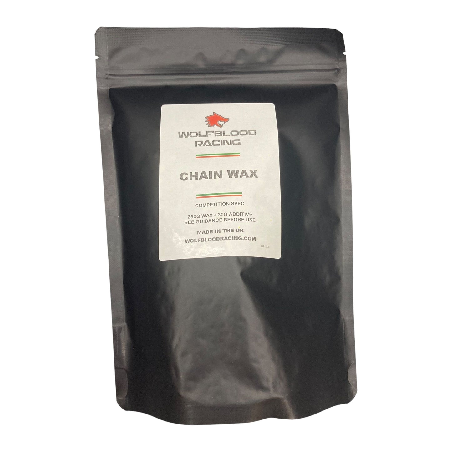 WBR Chain Wax 250g Microcrystalline Wax with 30g Wolfblood Racing Additive Powder Our ultimate microcrystalline wax with a fine uniform crystalline structure provides a thin, flexible, tough and consistent coating providing enhanced protection from wear and corrosion.