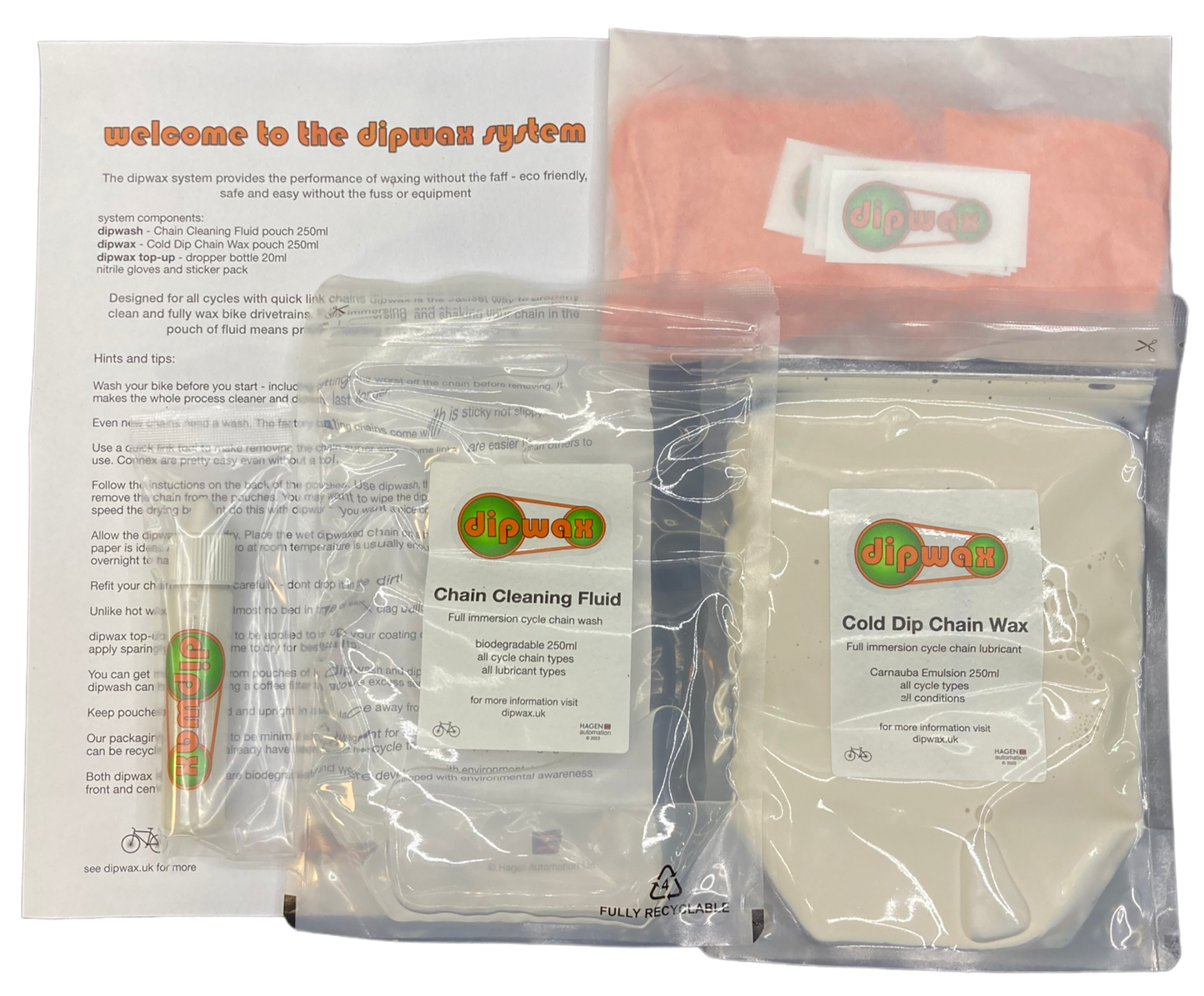 Dipwax full system kit from hagen automation cycle chain full immersion clean and lubrication