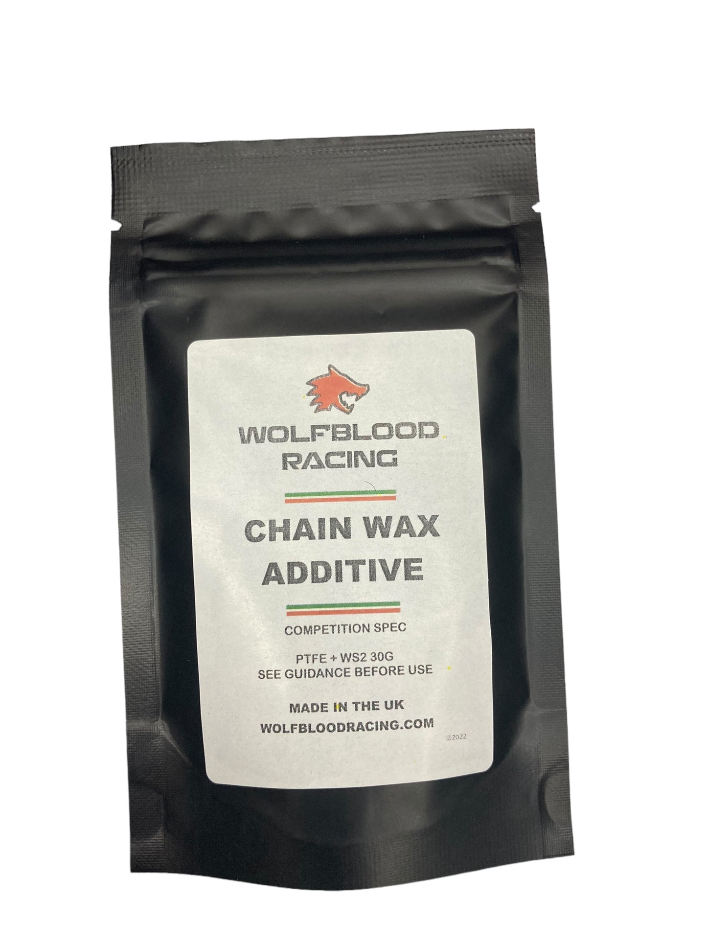 WBR Chain Wax  250g Microcrystalline Wax with 30g Wolfblood Racing Additive Powder Our ultimate microcrystalline wax with a fine uniform crystalline structure provides a thin, flexible, tough and consistent coating providing enhanced protection from wear and corrosion.-1