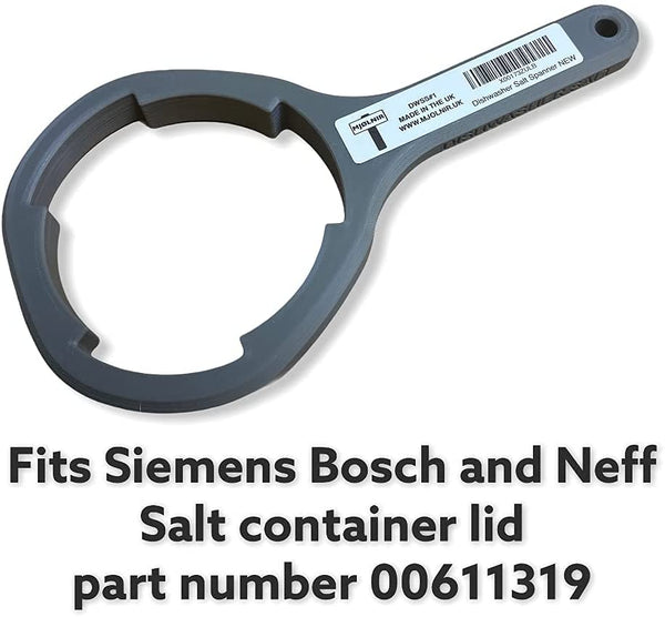 DWSS1 - Dishwasher Salt Cap Spanner (to fit Siemens, Bosch, Neff and others) for easy removal of stuck dishwasher salt compartment filler caps
